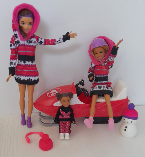 Barbie sisters snow mobile set - barbie,